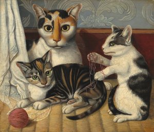 Kissa ja kissanpennut, c. 18721883. tekijältä Unbekannt