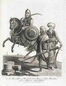 Mameluk-ratsumies ja mamelukien ja beduiinien jalkaväen sotilaat vuonna 1804 tekijältä Unbekannt