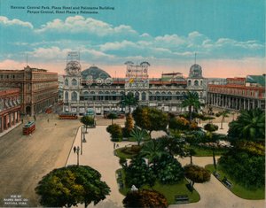 Keskuspuisto, Plaza Hotel ja Politeama Building, Havanna, Kuuba, vuodelta 1920 tekijältä Unbekannt
