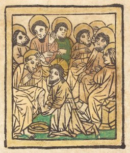 Kristus pesee apostolien jalkoja, n. 1490. tekijältä Unbekannt