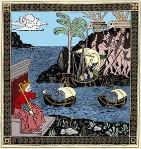 Christopher Columbus Discovering America, puupiirros, 1493 tekijältä Unbekannt