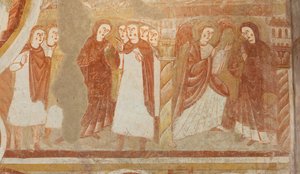 kirkko (Église Saint-Martin). Sisustus. Seinämaalauksia (freskot). Nave