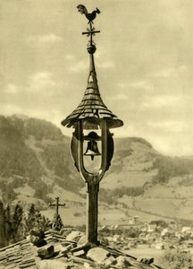 Kirkkokello ja tuuliviiri, Kitzbühel, Tiroli, Itävalta, c1935. tekijältä Unbekannt