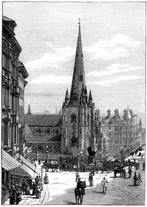 Pyhän Martinin kirkko härkätaisteluareenassa, Birmingham, West Midlands, 1887 tekijältä Unbekannt
