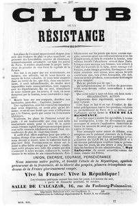 Club de la Resistance, Pariisin kommuunin ranskalaisista poliittisista julisteista, toukokuu 1871 tekijältä Unbekannt
