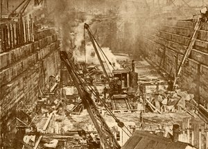 Kuivatelakan rakentaminen Swanseaan, vuodelta 1930. tekijältä Unbekannt