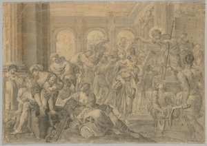 Kopio Annibale Carraccis St. Roch Giving Alms, 1595 tai sen jälkeen. tekijältä Unbekannt