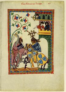 Kreivi Friedrich II von Leiningen Codex Manessesta, vuosina 1305-1340 tekijältä Unbekannt