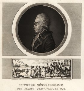 Kreivi Nicolas Luckner, Ranskan vallankumouksellinen kenraali, Generalissime des Armees Francaises, teloitettiin vuonna 1794 tekijältä Unbekannt