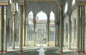 Leijonien tuomioistuin, Alhambran palatsi, Granada, Espanja, 1800-luvun loppu tekijältä Unbekannt