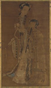Kurtisaanit viuhkalla ja huilulla, Qing-dynastia, 1600-1700-luku. tekijältä Unbekannt
