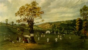 "Cricket Match Between Nottingham and Leicester, n. 1829", 1947. tekijältä Unbekannt