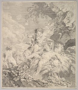 Amorit kutittavat toisiaan, 1700-luku. tekijältä Unbekannt