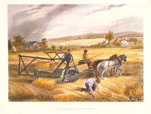 Cyrus McCormicksin niittokone vuodelta 1831, patentoitu 1834, c1851. tekijältä Unbekannt