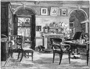 Darwins opiskelee Down Housessa, kodissaan lähellä Beckenhamia Kentissä, 1883 tekijältä Unbekannt