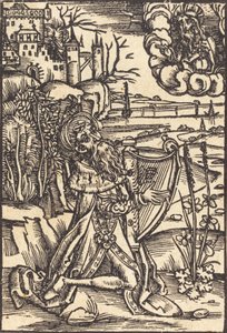 David soittaa harppua, c. 1500. tekijältä Unbekannt