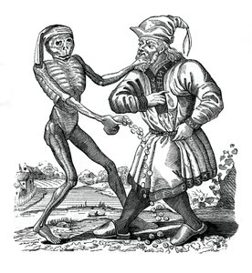 Kuolema ja juutalainen, jakso Kuoleman tanssista, 1441, 1870 tekijältä Unbekannt