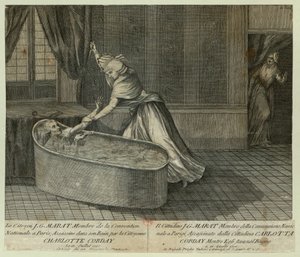 Maratin kuolema, n. 1793. tekijältä Unbekannt