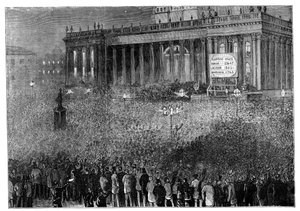 Äänestyksen tuloksen julistaminen yleisvaalien aikana, Leeds, West Yorkshire, 1880 tekijältä Unbekannt