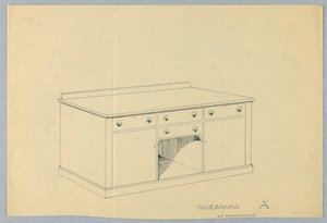 Suunnittelu mahonki -sivulaudalle A, 1900–05 tekijältä Unbekannt