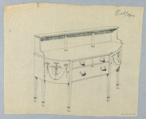 Suunnittelu sivulaudalle uusklassisella koristeella, lokakuu 1900 tekijältä Unbekannt