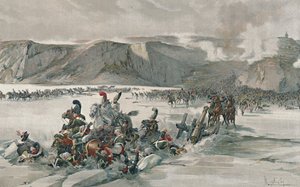Perääntyvien venäläisten tuhoaminen Satschan-järvellä, 1805, 1896 tekijältä Unbekannt