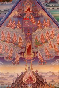 Yksityiskohta seinämaalauksesta Buddhapadipa-temppelin Uposathassa (pyhäkkösali), Wimbledon, Grande-Bretagne tekijältä Unbekannt