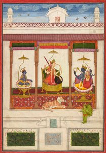 Devi Krishnan ja Vishnun kanssa palatsissa, n. 1645-1655. tekijältä Unbekannt