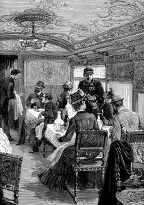 Ruokailuauto Orient Expressissä, c1885 tekijältä Unbekannt