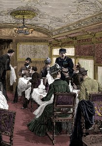 Ruokailuauto Orient Expressissä, c1885 tekijältä Unbekannt
