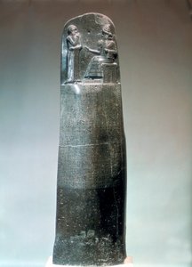 Dioriittistele, johon on kaiverrettu Hammurabin lakeja, 1700-luvulla eKr tekijältä Unbekannt