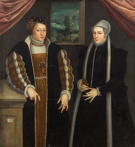 Kaksoismuotokuva Marie of Brandenburg-Kulmbach ja Christina of Tanska, n. 1580 tekijältä Unbekannt