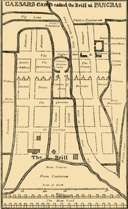 Tohtori Stukeleys St. Pancrasin leirin suunnitelma, c1750, c1876. tekijältä Unbekannt