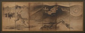 Lohikäärme ja tiikeri, Momoyama- tai Edo-kausi, 1600-luku. tekijältä Unbekannt