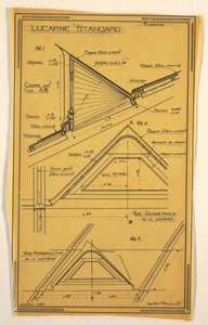 Piirustus, suunnittelu joukkooperaatiotalolle Hector Guimardin suunnittelema, kattoikkunarakentaminen, lokakuu 1920 tekijältä Unbekannt