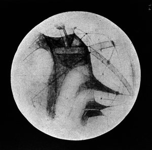 Piirustus Marsista, jossa näkyy "kanavia" ja pimeitä alueita, 1896 tekijältä Unbekannt