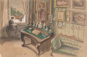 Sisustuspiirros: Salonki, 1857. tekijältä Unbekannt