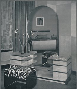 Frankl Galleres, Inc:lle, 1933, suunniteltu peilipöytä ja jakkara tekijältä Unbekannt