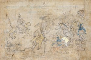 Durga ja Kali lähestyvät Chandan ja Mundan koottuja armeijoita..., n. 1780. tekijältä Unbekannt