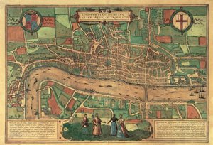 Varhaisin painettu Lontoon kartta, 1574 tekijältä Unbekannt