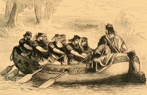 Edgar the Pacific soutettiin alas Dee-jokea kahdeksan sivupuolen prinssin toimesta, vuodelta 1890. tekijältä Unbekannt