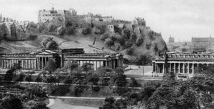Edinburghin linna ja kansallisgalleria, Edinburgh, 1900-luvun alku tekijältä Unbekannt