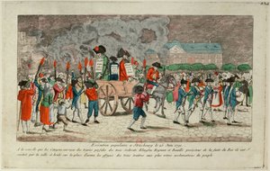 Effigy Burning of Klinglin, Heymann ja Bouille 25. kesäkuuta 1791 Strasbourgissa 1791. tekijältä Unbekannt