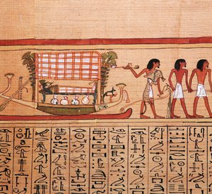 Egyptiläinen papyrus, joka kuvaa muumion viemistä hautausmaalle, 1200-luvulla eKr tekijältä Unbekannt