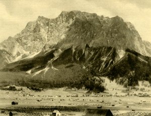 Ehrwald ja Wetterstein-vuoret, Tiroli, Itävalta, c1935. tekijältä Unbekannt