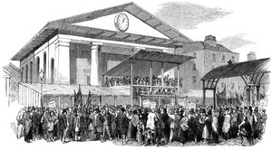 Vaalijuhlat Covent Gardenissa Westminsterin vaalien aikana Lontoossa 1852 tekijältä Unbekannt