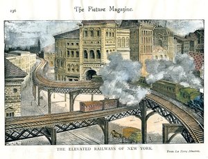 Elevated Railway New Yorkissa, The Picture Magazinesta, 1800-luku tekijältä Unbekannt
