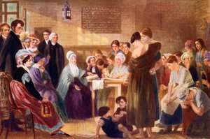 Elizabeth Fry 1780-1845 vierailemassa Newgaten vankilassa 1926 tekijältä Unbekannt