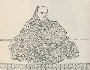 Japanin keisari Go-Uda, jonka hallituskaudella mongolien armada tuhoutui, 1907 tekijältä Unbekannt