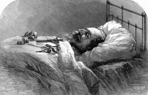 Ranskan keisari Napoleon III kuolinvuoteellaan, 1873. tekijältä Unbekannt